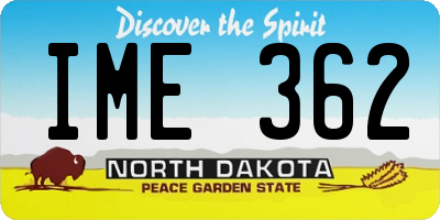 ND license plate IME362
