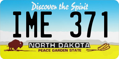 ND license plate IME371
