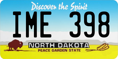 ND license plate IME398