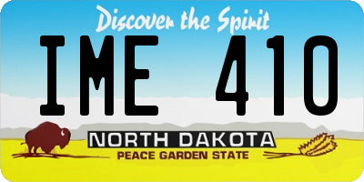 ND license plate IME410