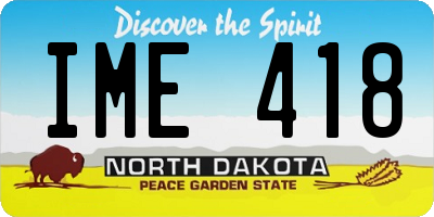 ND license plate IME418