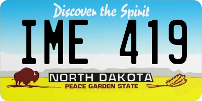 ND license plate IME419