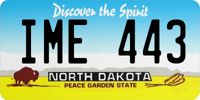 ND license plate IME443