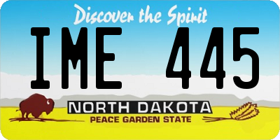 ND license plate IME445