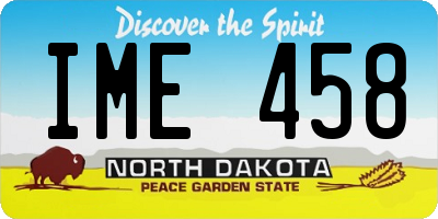 ND license plate IME458
