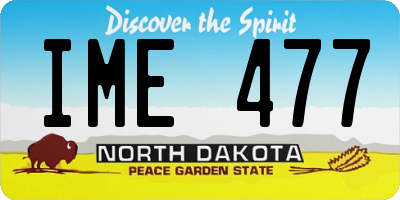 ND license plate IME477