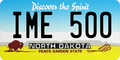 ND license plate IME500