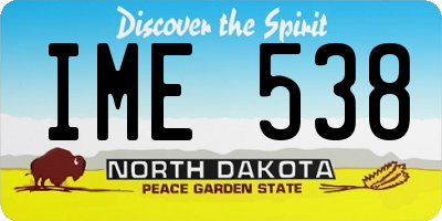 ND license plate IME538