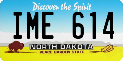 ND license plate IME614