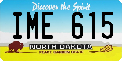 ND license plate IME615