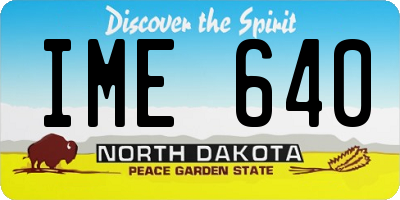 ND license plate IME640