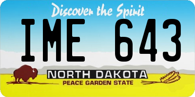 ND license plate IME643