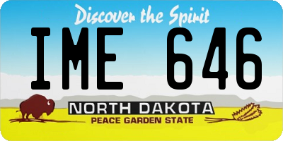 ND license plate IME646