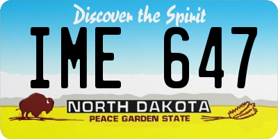 ND license plate IME647