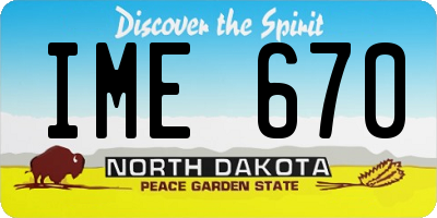 ND license plate IME670