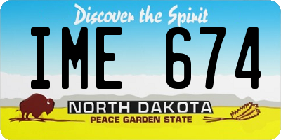 ND license plate IME674