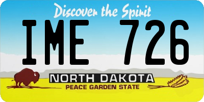 ND license plate IME726