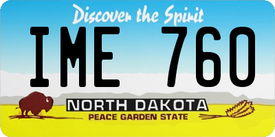 ND license plate IME760