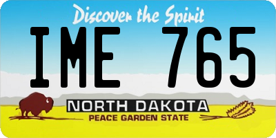 ND license plate IME765