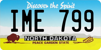 ND license plate IME799