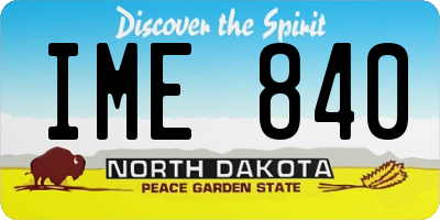ND license plate IME840