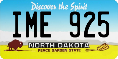 ND license plate IME925