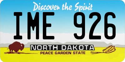 ND license plate IME926