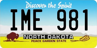 ND license plate IME981