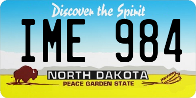 ND license plate IME984