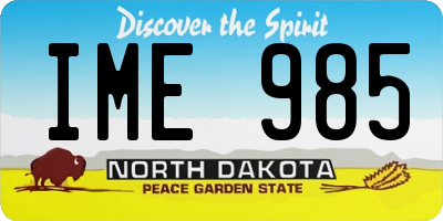 ND license plate IME985