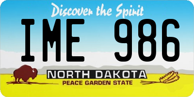 ND license plate IME986