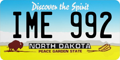 ND license plate IME992