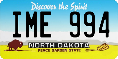 ND license plate IME994