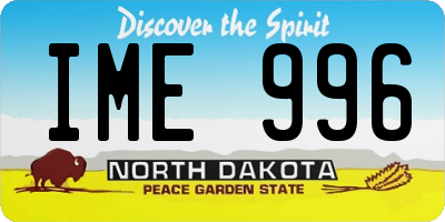 ND license plate IME996