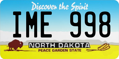 ND license plate IME998