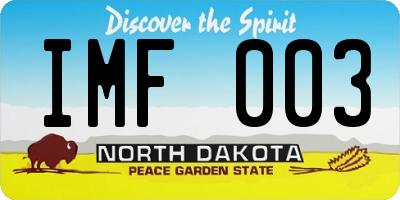 ND license plate IMF003