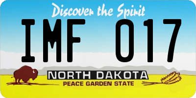 ND license plate IMF017