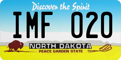 ND license plate IMF020