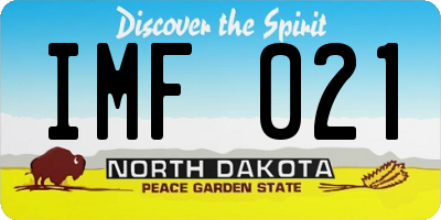 ND license plate IMF021