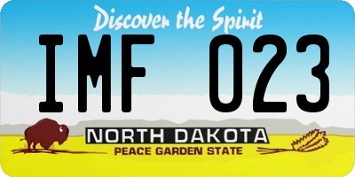 ND license plate IMF023