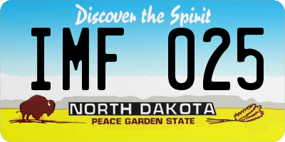 ND license plate IMF025