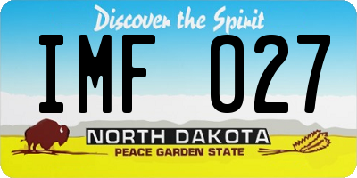 ND license plate IMF027