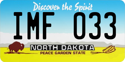 ND license plate IMF033