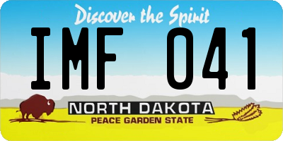 ND license plate IMF041