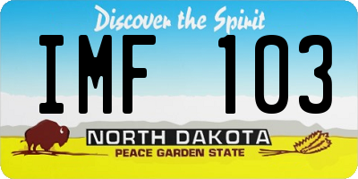 ND license plate IMF103