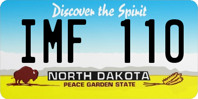 ND license plate IMF110