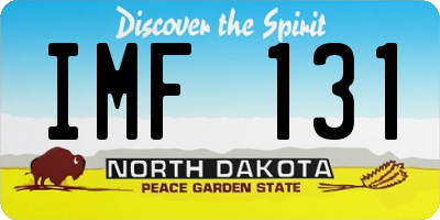 ND license plate IMF131