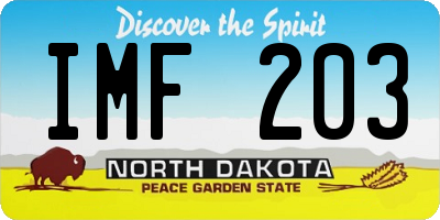 ND license plate IMF203
