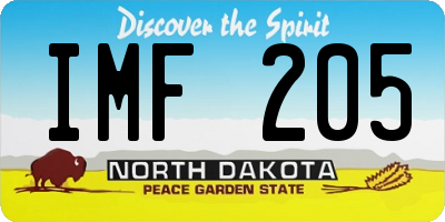 ND license plate IMF205