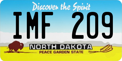 ND license plate IMF209